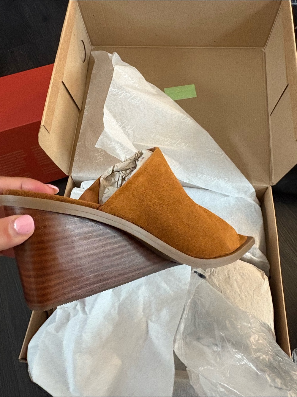 Anthropologie Matisse Suede Open-Toe Mule in Cognac 9 NEW IN BOX - Picture 5 of 9